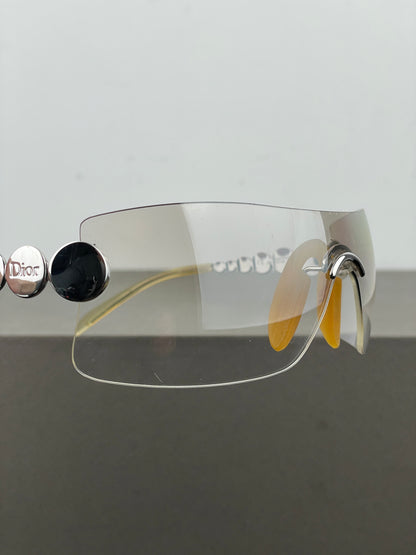 Dior by Galliano SS04 ‘Millenium’ Ruthenium Wrap Mask Shield Sunglasses