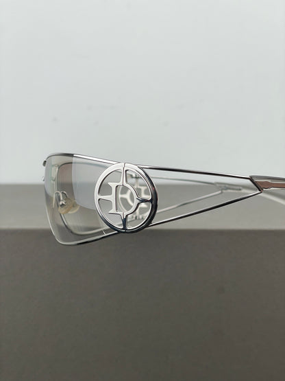 Dior by Galliano 2000s ‘Calandre’ Rimless Wrap Mask Shield Sunglasses