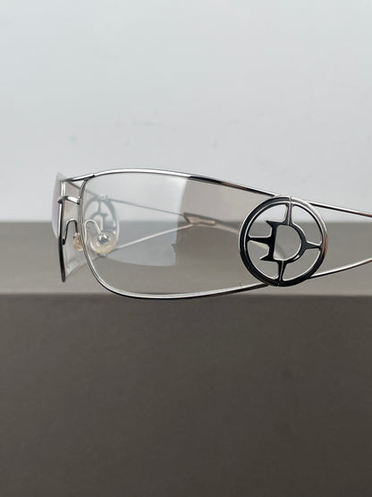Dior by Galliano 2000s ‘Calandre’ Rimless Wrap Mask Shield Sunglasses