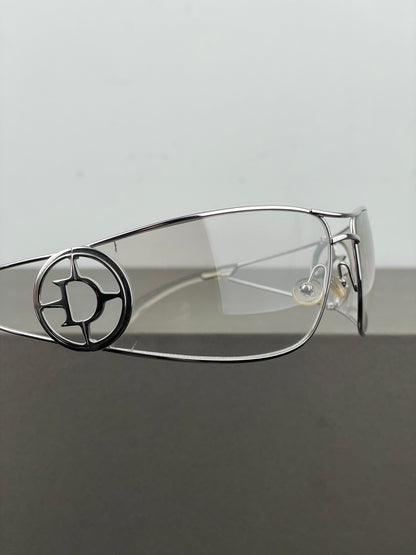 Dior by Galliano 2000s ‘Calandre’ Rimless Wrap Mask Shield Sunglasses