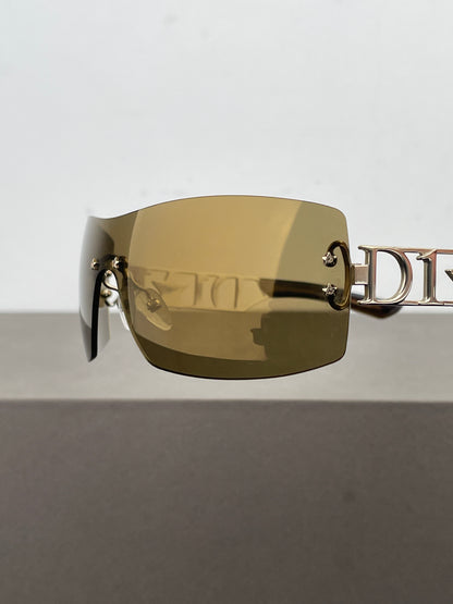 Dior by Galliano 2000s ‘Diorlywood’ Rhinestone Wrap Mask Shield Sunglasses