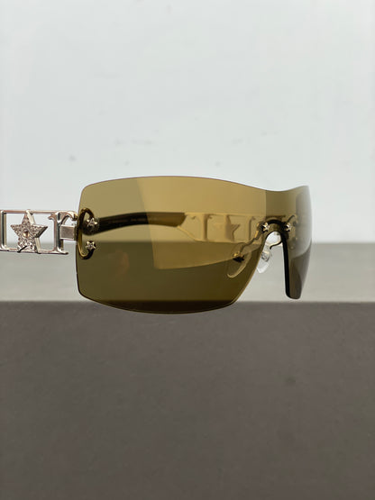 Dior by Galliano 2000s ‘Diorlywood’ Rhinestone Wrap Mask Shield Sunglasses