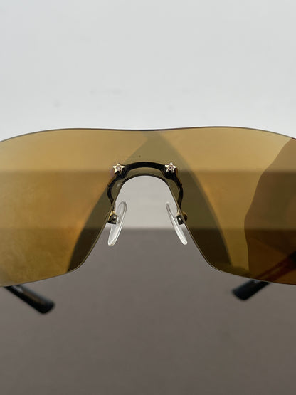 Dior by Galliano 2000s ‘Diorlywood’ Rhinestone Wrap Mask Shield Sunglasses