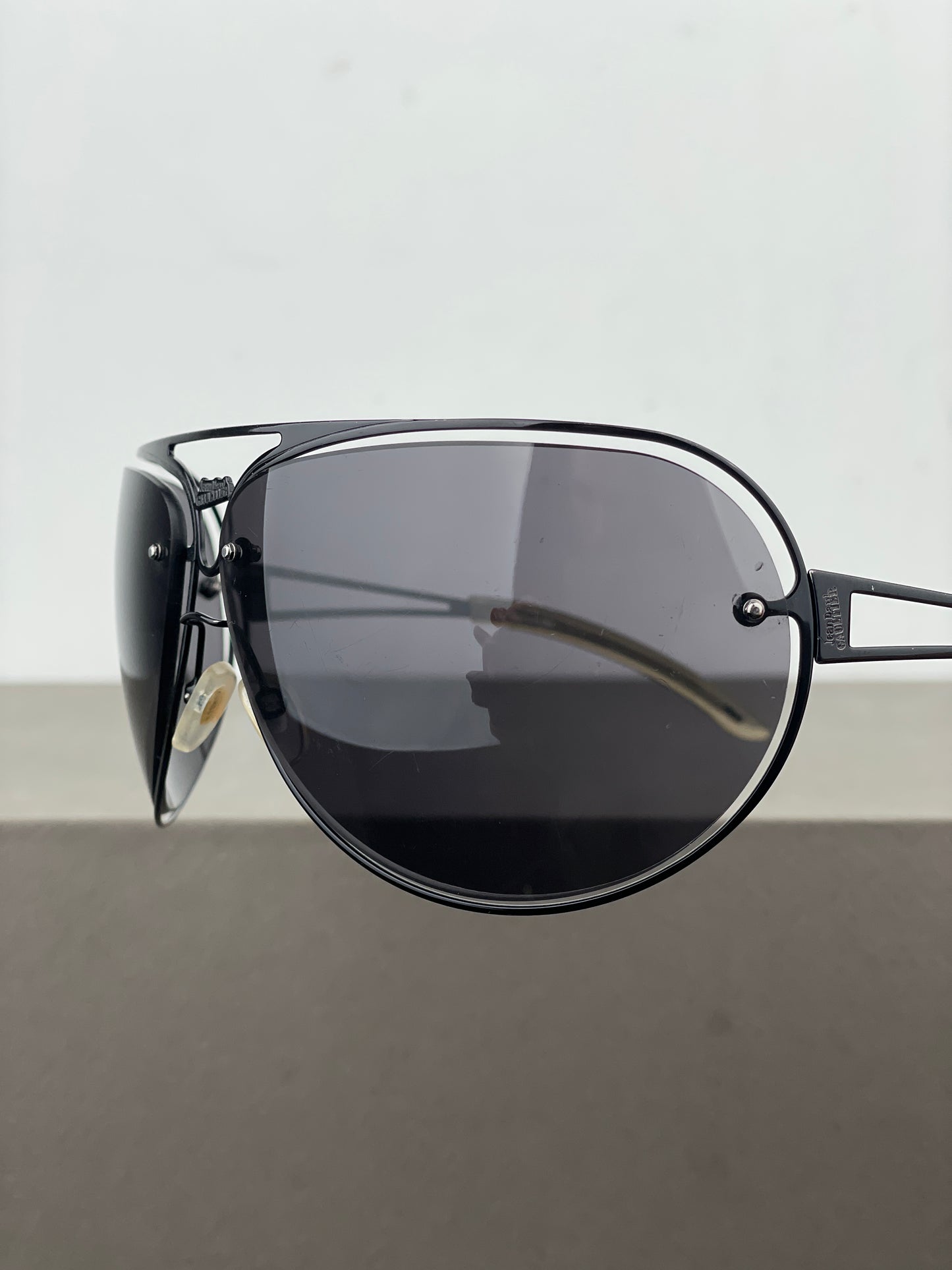 Jean Paul Gaultier 1990s SJP 006 Aviator Wrap Mask Shield Sunglasses