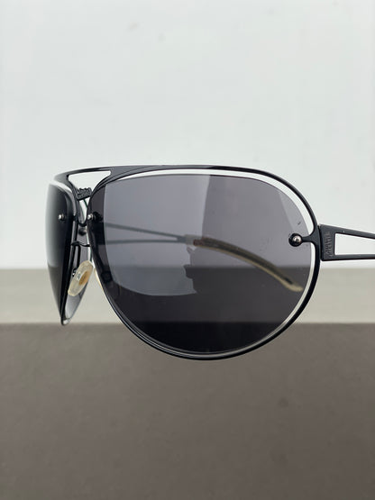 Jean Paul Gaultier 1990s SJP 006 Aviator Wrap Mask Shield Sunglasses