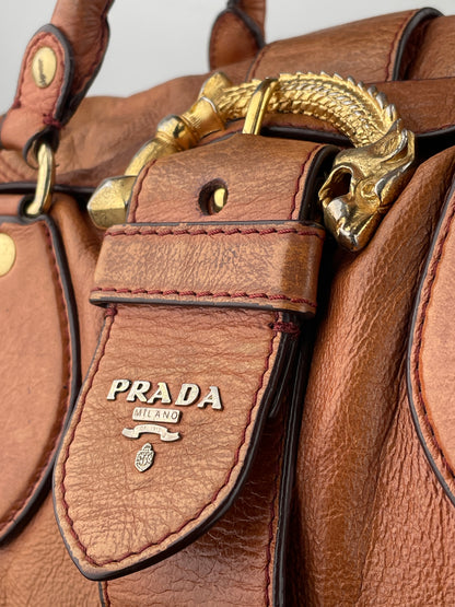 Prada 2000s Cervo Dragon Oro Satchel Handbag