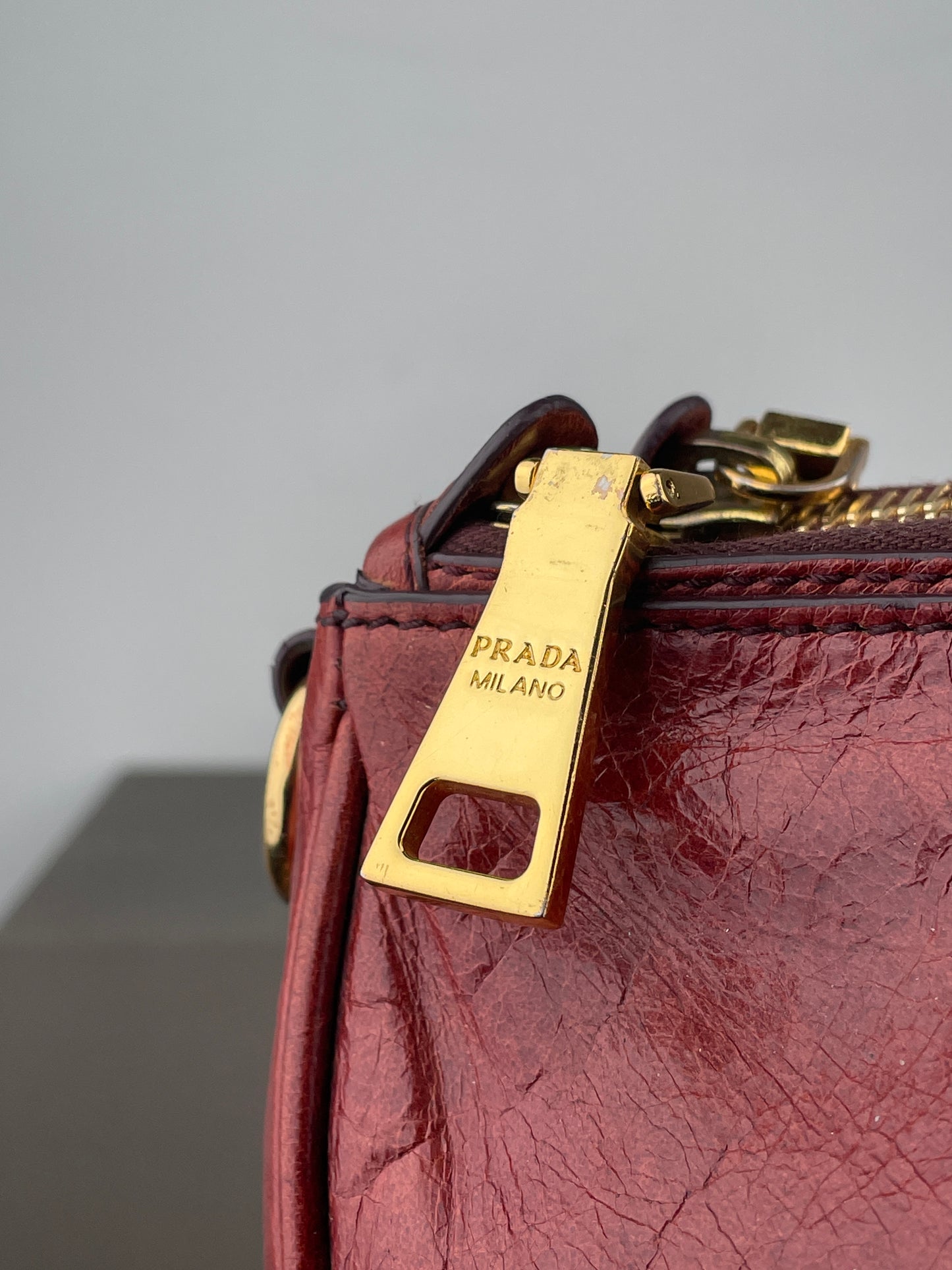 Prada 2000s Vitello Shine Bauletto Handbag