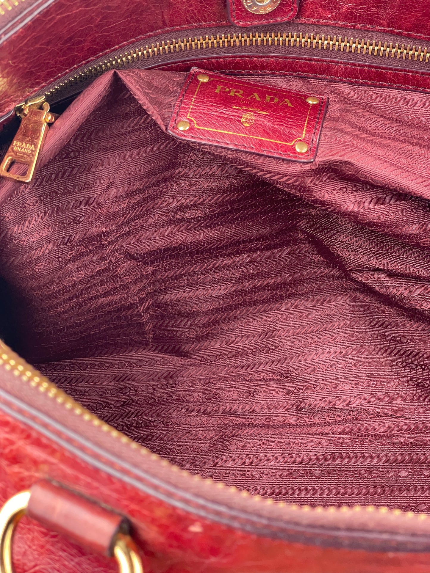 Prada 2000s Vitello Shine Bauletto Handbag