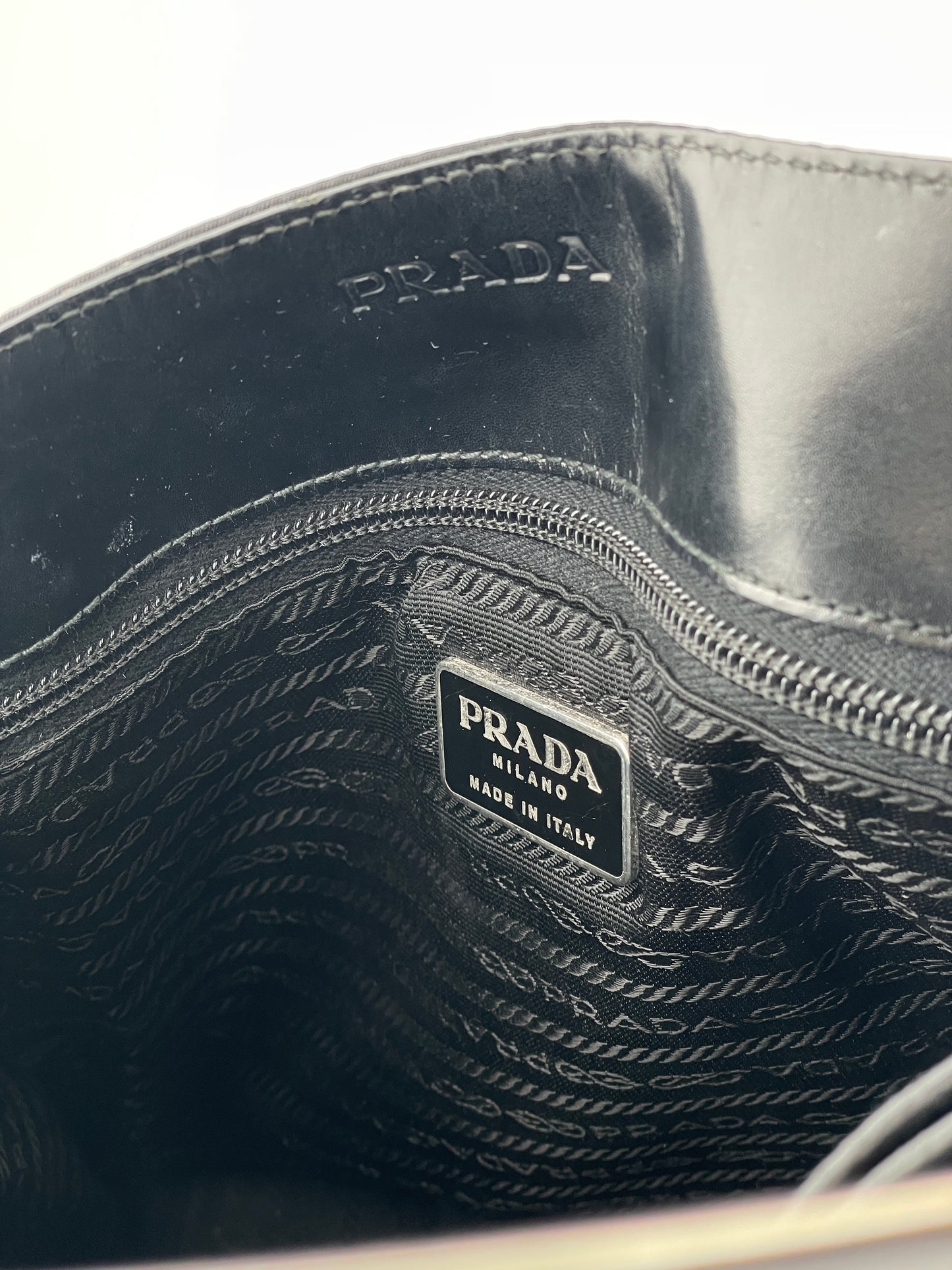 Prada AW98 Vitello Metallo Metal Handle Shoulder Bag