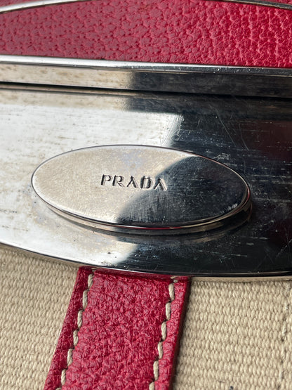 Prada 2000s Canvas ‘Stampata’ Geometric Shoulder Bag