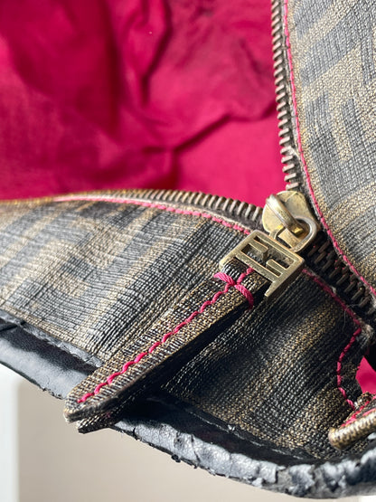 Fendi 2000s Zucca Canvas Roll Shopper Handbag