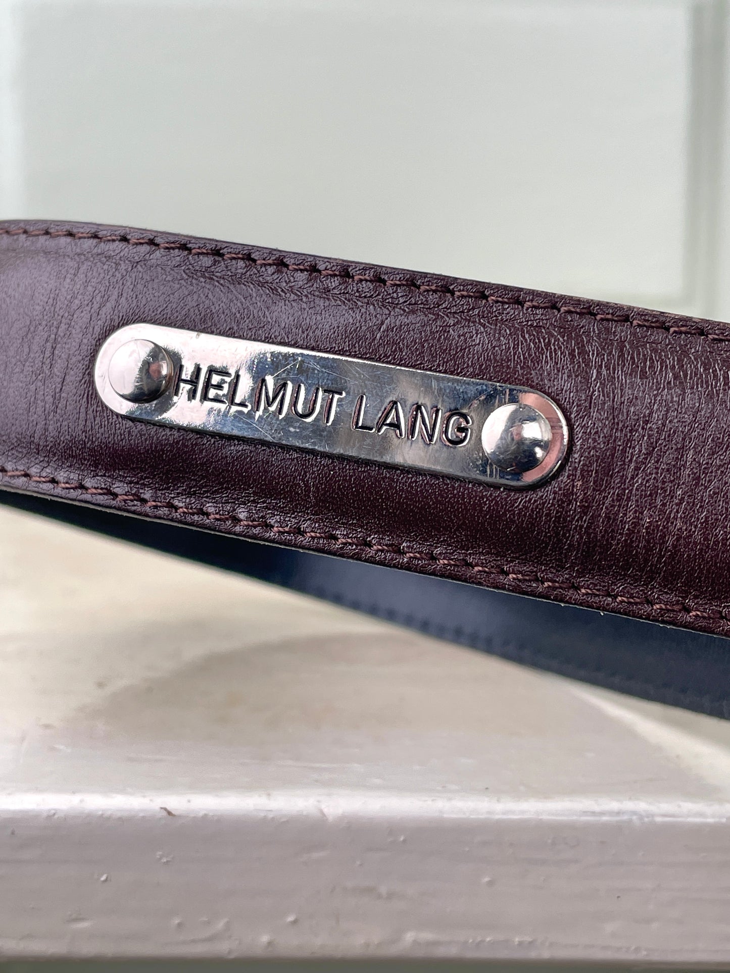 Helmut Lang 90s Logo-Badge Leather Belt