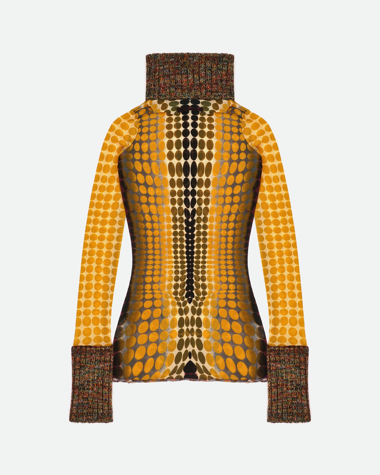 Jean Paul Gaultier AW95 `Cyberdot´ Vasarely-Print Mesh Turtleneck Longsleeve