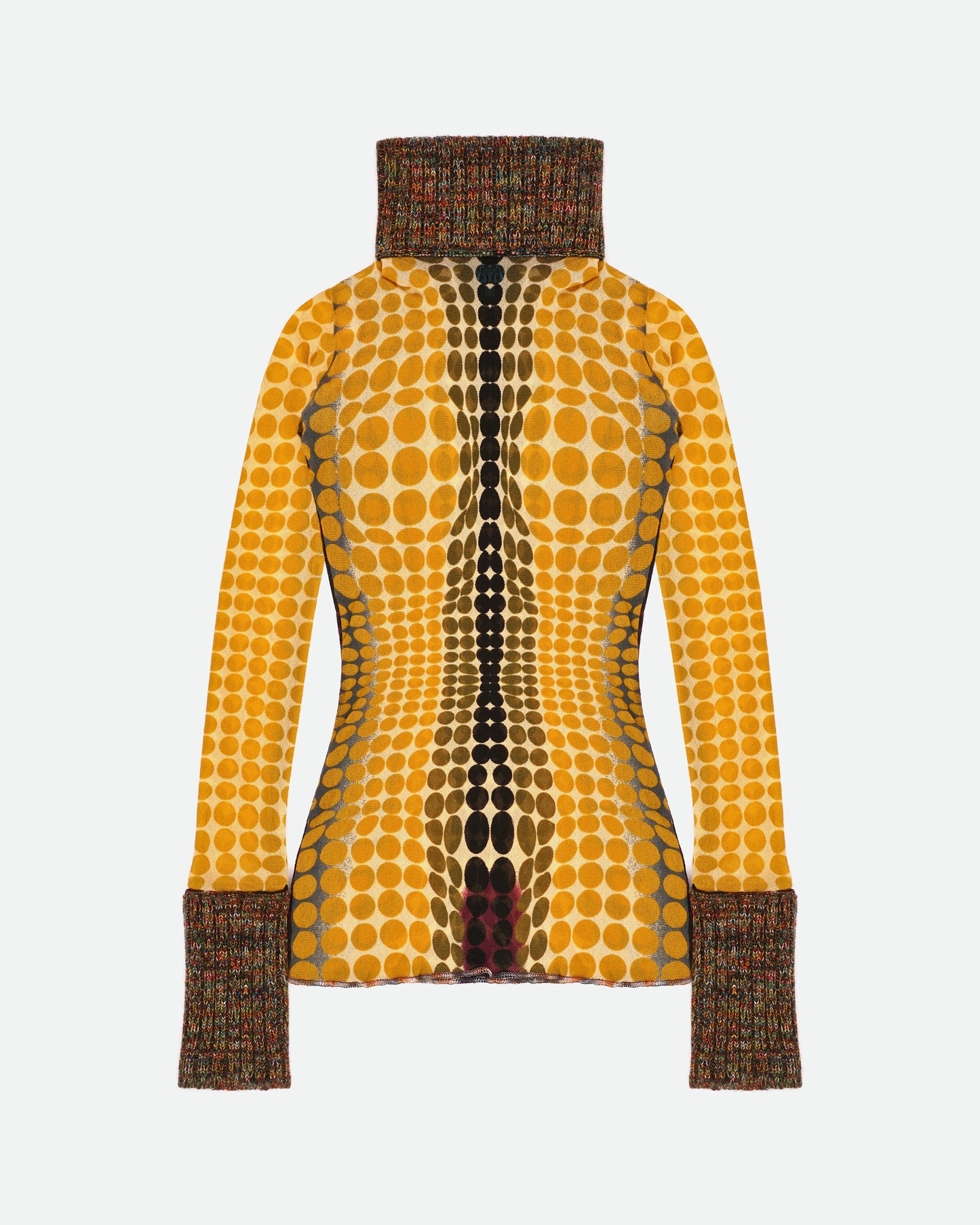 Jean Paul Gaultier AW95 `Cyberdot´ Vasarely-Print Mesh Turtleneck Longsleeve