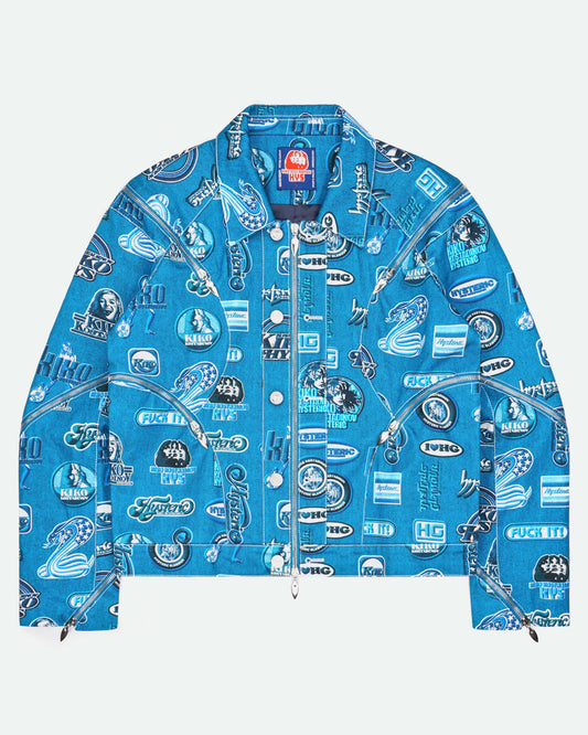 Kiko Kostadinov x Hysteric Glamour Print Multi-Zipper Denim Jacket
