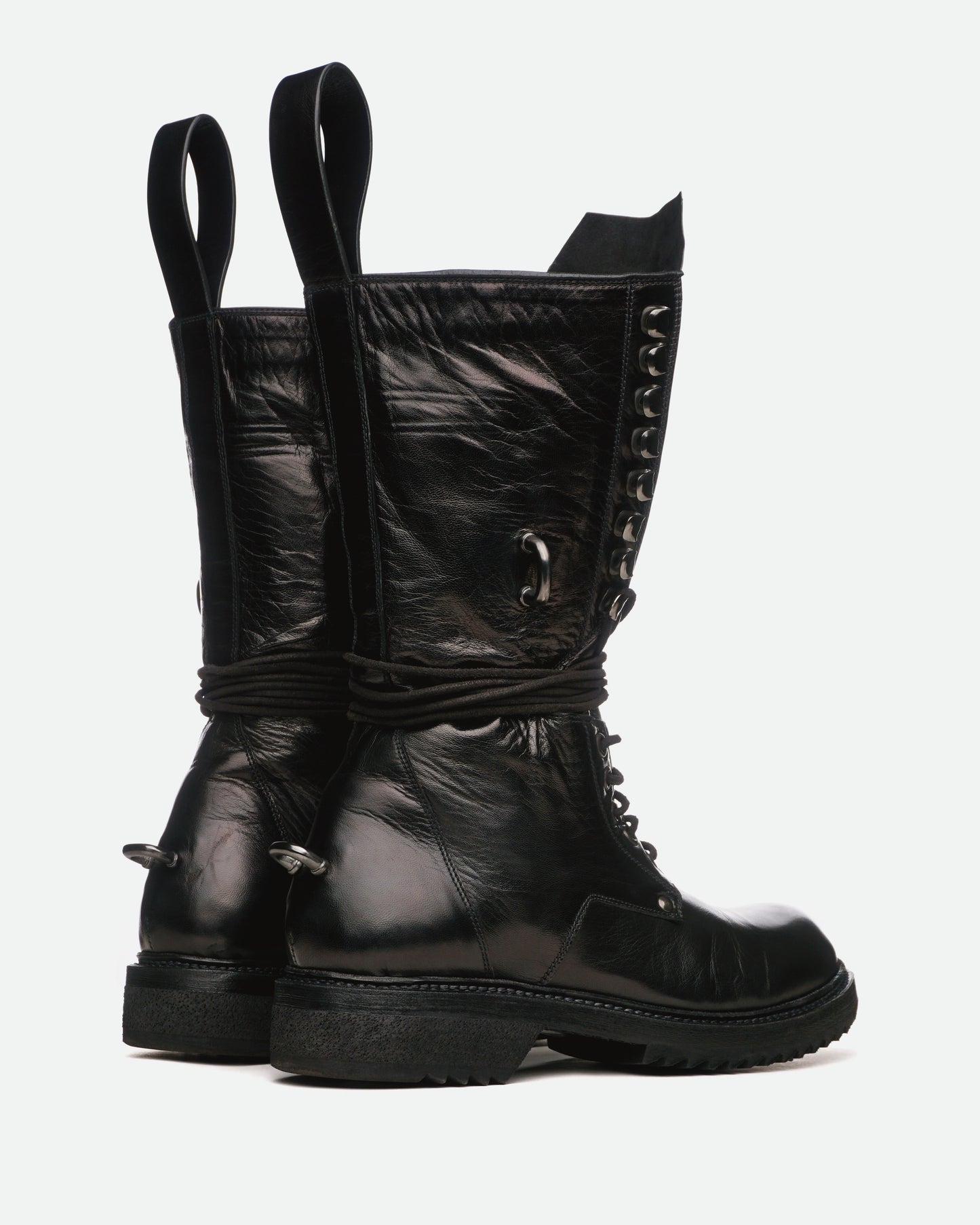 Rick Owens SS16 'Cyclops' Metal-Hook Combat Boots