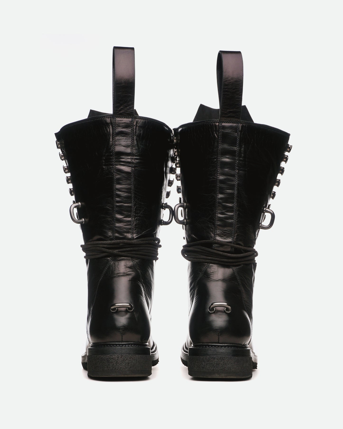 Rick Owens SS16 'Cyclops' Metal-Hook Combat Boots
