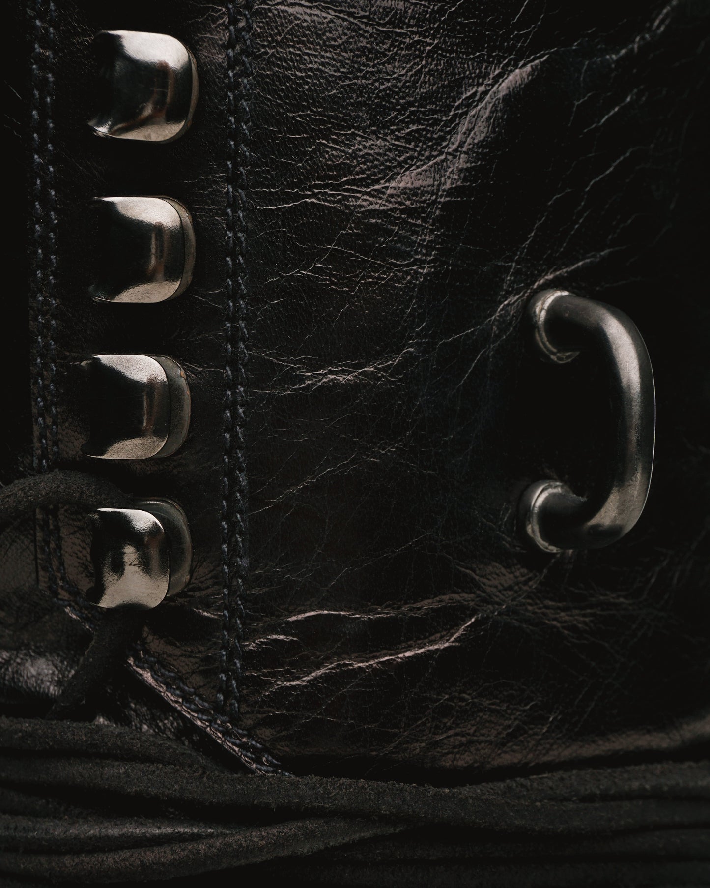 Rick Owens SS16 'Cyclops' Metal-Hook Combat Boots