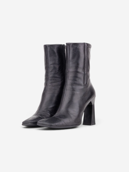 Miu Miu AW99 Square-Toe Sculptural Ankle Heel Boots – front view