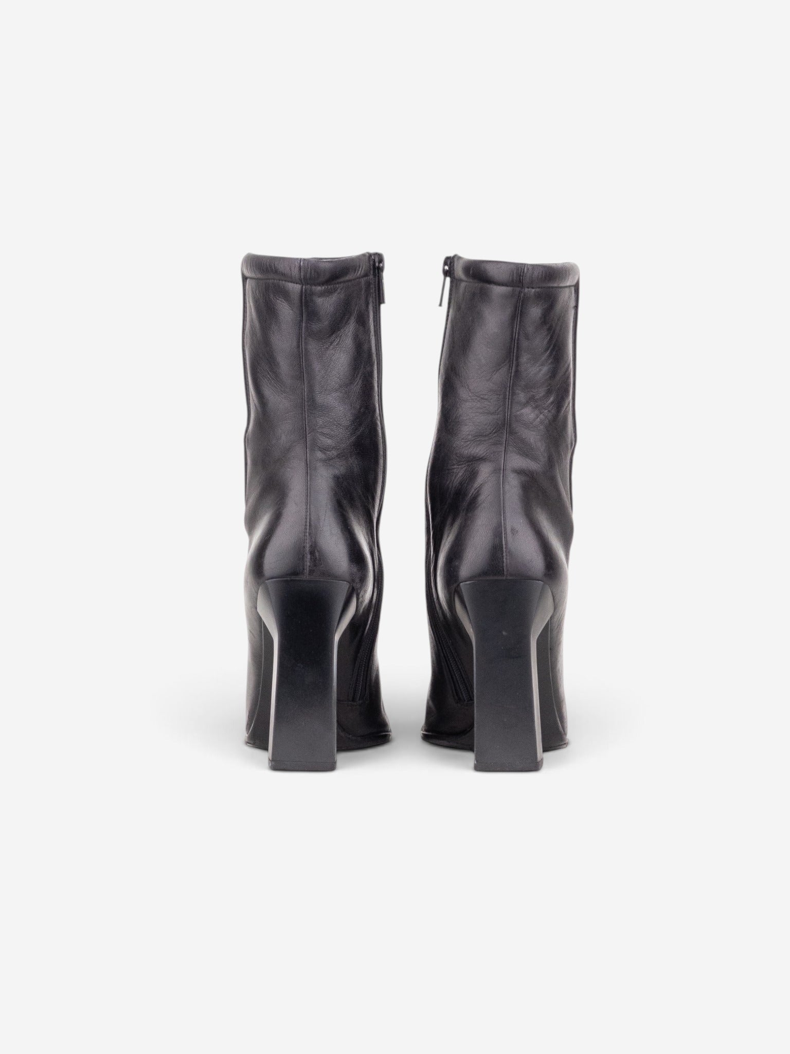 Miu Miu AW99 Square-Toe Sculptural Ankle Heel Boots – side view