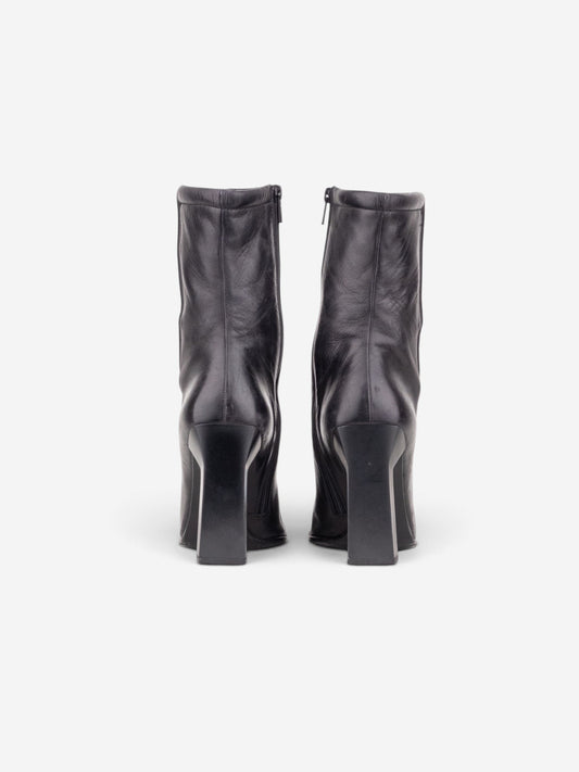 Miu Miu AW99 Square-Toe Sculptural Ankle Heel Boots – side view