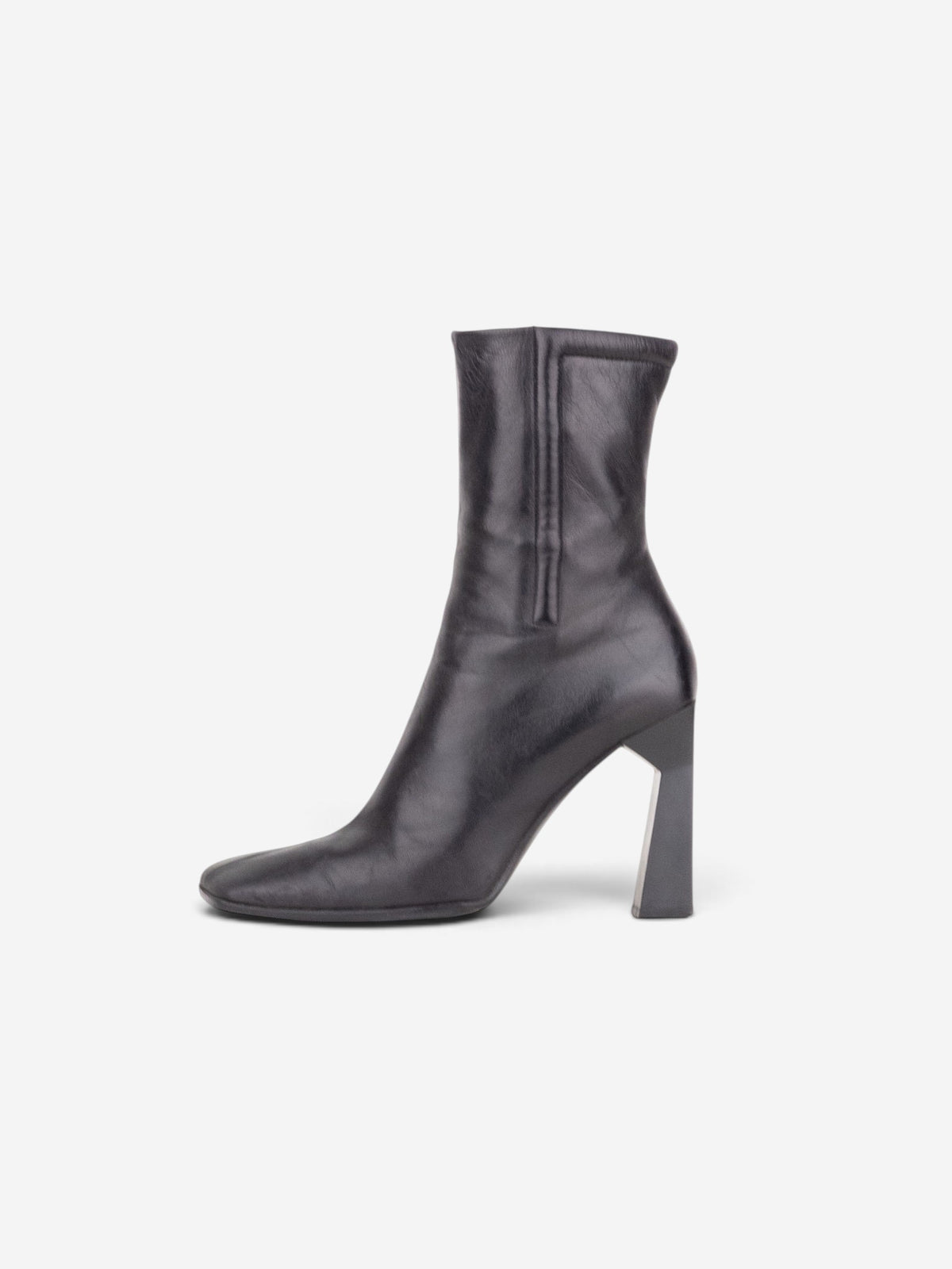 Miu Miu AW99 Square-Toe Sculptural Ankle Heel Boots – profile view