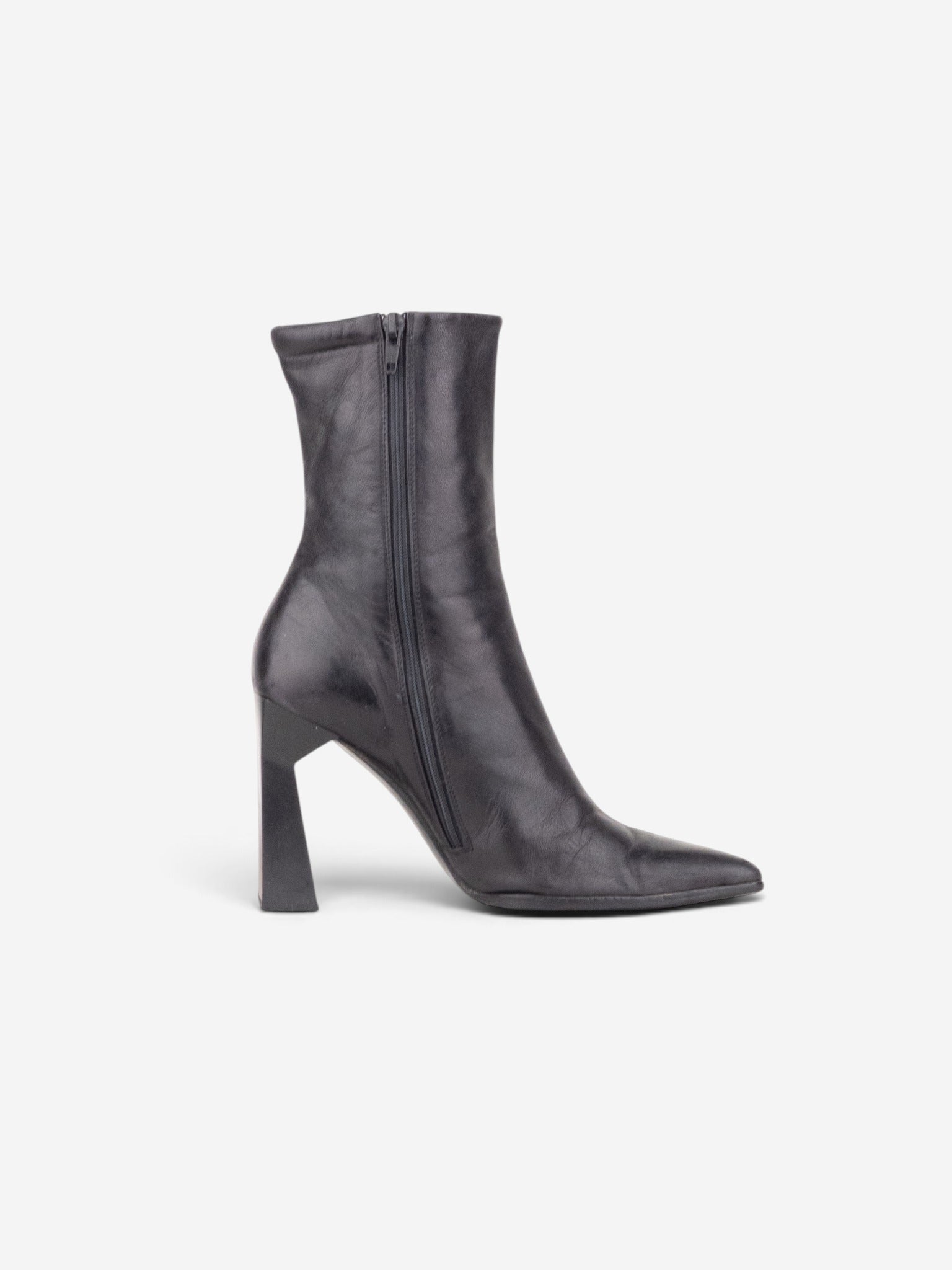 Miu Miu AW99 Square-Toe Sculptural Ankle Heel Boots – side view