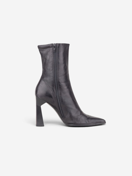 Miu Miu AW99 Square-Toe Sculptural Ankle Heel Boots – side view
