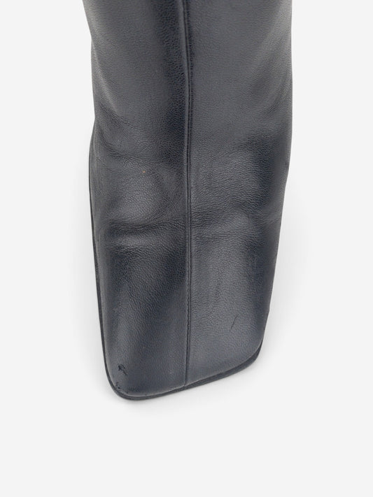 Miu Miu AW99 Square-Toe Sculptural Ankle Heel Boots – detail view