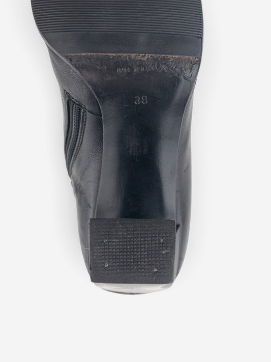 Miu Miu AW99 Square-Toe Sculptural Ankle Heel Boots – detail view