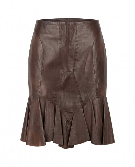 Yves Saint Laurent Rive Gauche by Tom Ford SS03 ‘Anatomic’ Leather Ruffle Mermaid Skirt